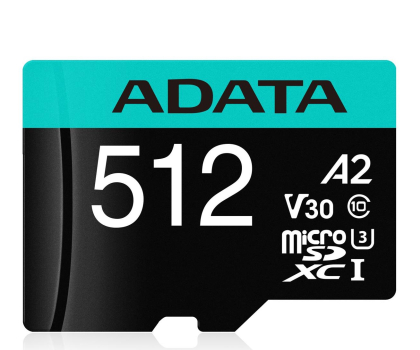 Karta pamięci microSD ADATA 512GB microSDXC Premier Pro 100MB/s U3 V30S A2